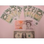 9 £1 notes and a Kentfield £10 note