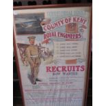 An original county of Kent WWI recruitment poster in later frame