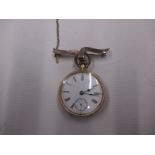 A 14k gold fob watch with 9ct gold clip