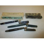 5 vintage fountain pens to include Conway Stewart and Parker