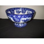 An Edwardian Doulton flow blue punch bowl c1910