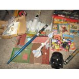 A quantity of vintage toys and games to include Starwars models