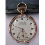 A 9ct gold pocket watch hallmarked Chester 1922/23 in original travel case