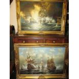 Two large gilt framed seascapes on board