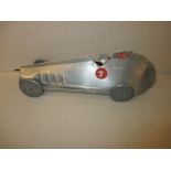 A vintage elastic band powered alumminium "Pendine Sands" racing car