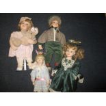 4 collectable porcelaine head dolls one by Jennifer schndt