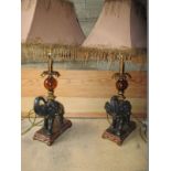 Two table lamps with elephant bases