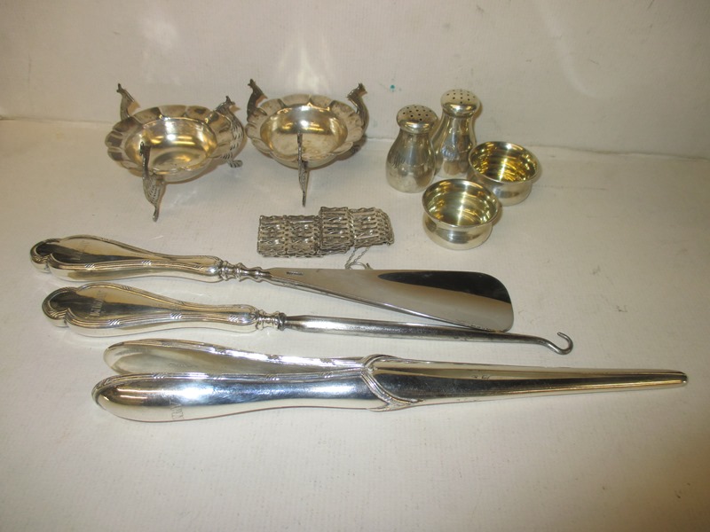 A quantity of silver to include glove stretchers by Mappin and Webb, approximate weight 200g