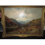 A gilt framed oil on board of a Hyland scene, in the manner of Samuel John Barnes