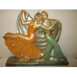 A 1930's art deco plaster figure of a dancing couple