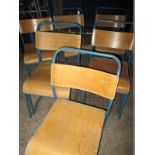 8 Bentwood stacking hall chairs on metal frames