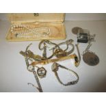 A quantity of vintage watches to include a gold cased example and other jewellery items