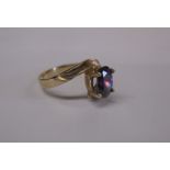 A 9ct gold ring set with an amethyst