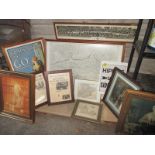 A large quantity of framed pictures