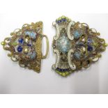 A late 19th century enamel belt buckle