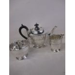 A 1930s Art Deco sterling silver teapot, sugar bowl and jug