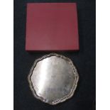 A large sterling silver salver in original Garrard & Co retail box, approx weight