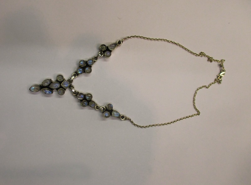 A silver and moonstone necklace