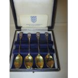A box set of football association, England crested silver spoons