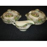Two Spode tureens and gravy jug in the Byron design