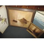 A quantity of framed pictures to include a large oil on canvas signed John Bampfield