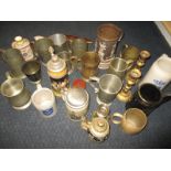 A quantity of vintage beer tankards