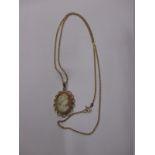 A 9ct gold necklace with cameo pendant