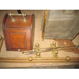 A Brass fender, coal box and other fireside items