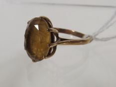 A 9ct Gold Ring With Large Citrine Stone