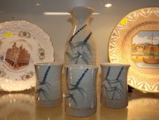 A Studio Pottery Carafe & Three Beakers