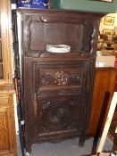 C.1900 French Rustic Oak Carved Cabinet