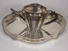 A Silver Plated Gallery Tray Twinned With Silver P