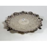 An Antique Silver Salver With Chased Decor 525g