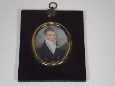 A Georgian Watercolour Miniature Of Gentleman