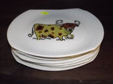Seven Steak Plates With Varied Decor