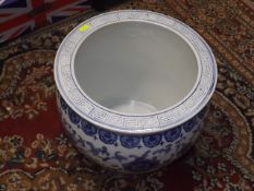 A Large Blue & White Porcelain Planter