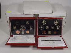 Thirteen Boxed Proof Coin Sets Of Low Value Britis