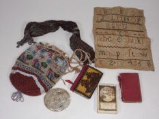 A Victorian Bead Work Bag, A Miniature Sampler, A