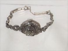 A Silver & Marcasite Cocktail Watch