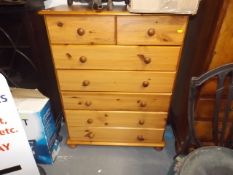 A Modern Pine Two Over Five Chest Of Drawers