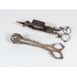 A 19thC. Silver Plated Wick Cutter Twinned With Si