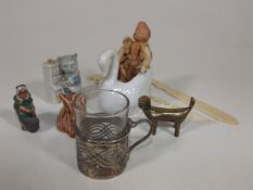 A Silver Mounted Glass Beaker & Other Items