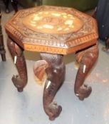 An Indian Rosewood Occasional Table With Inlaid Iv