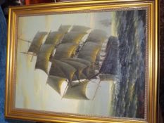 An Oil Of Galleon Ship Ship James Hardy