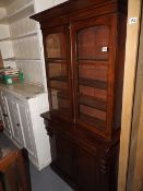 A Late Victorian Mahogany Veneer Glazed Bookcase