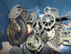 A Box Of 20thC. Horse Brasses & Other Items