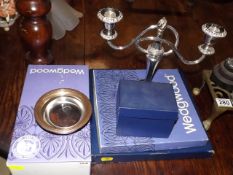 A Plated Candelabra & Wedgwood Items