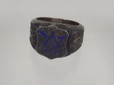 A White Metal Freemasons Ring