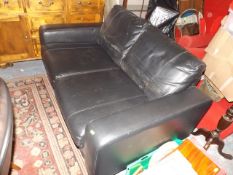 A Two Seater Leather Sofa & One Two Seater Upholst