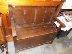 A Small 20thC. Oak Monks Bench